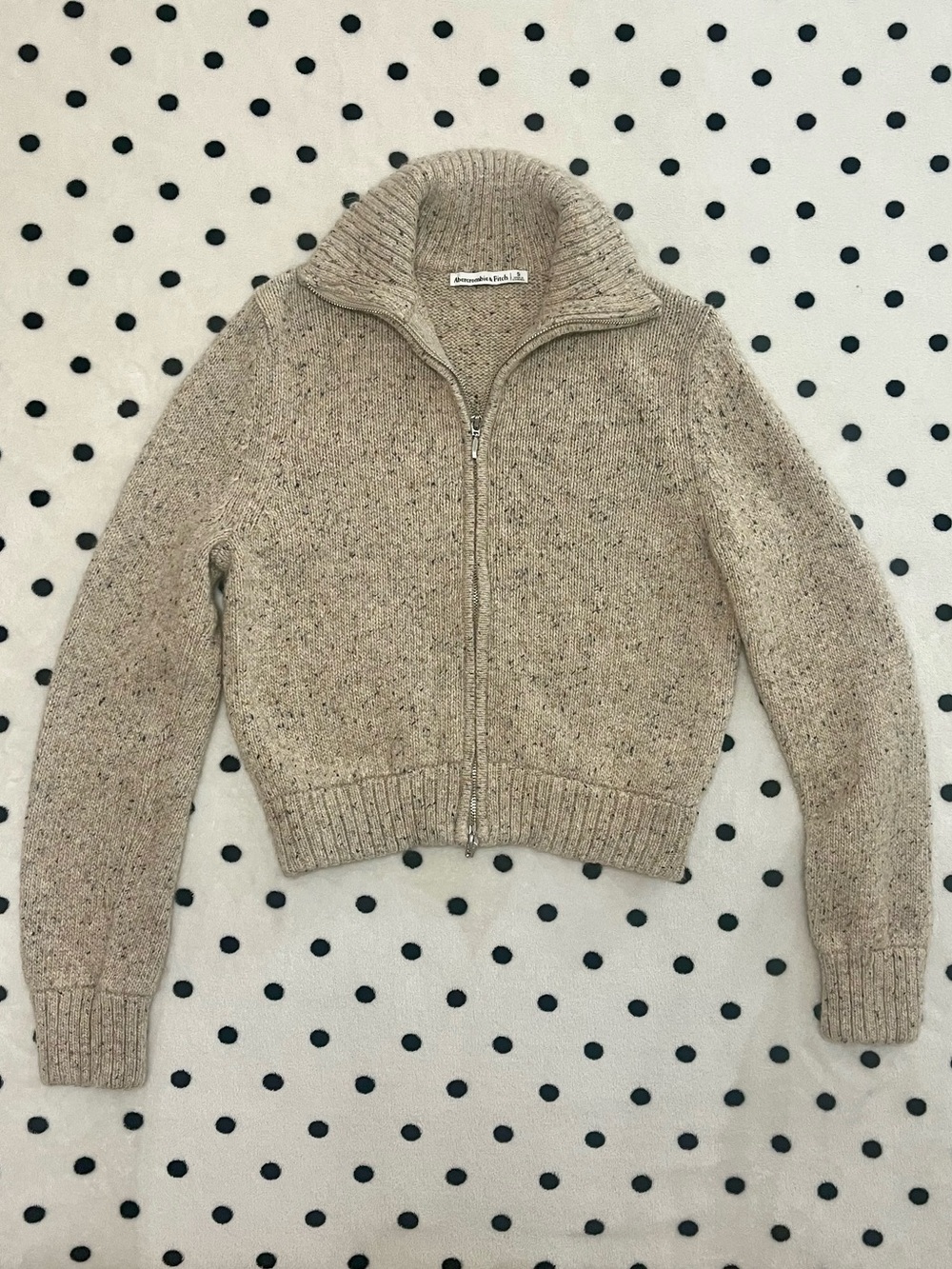 Abercrombie & Fitch Double Zip Foldover Collar Cardigan Sweater Size S